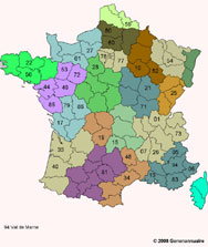 Carte de France des archives en ligne (par GeneAnnuaire)