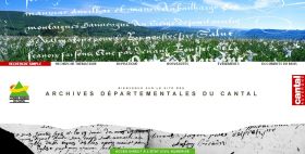 Aperçu du site des archives départementales du Cantal
