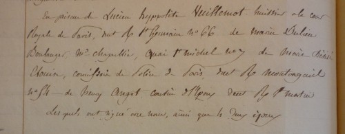 Témoins sur l'acte de mariage religieux de François Henry CHAMBRON et Gabrielle DESGROUX