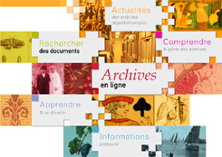 Capture d'écran de la page d'accueil du site des Archives Départementales de l'Hérault